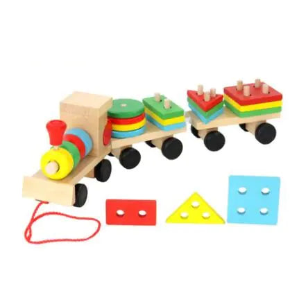 Wooden Pull-Along Train with Shape Matching Toys