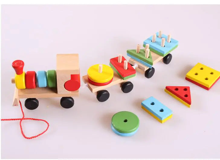 Wooden Pull-Along Train with Shape Matching Toys