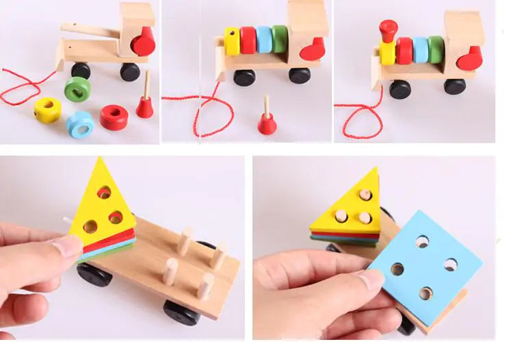 Wooden Pull-Along Train with Shape Matching Toys