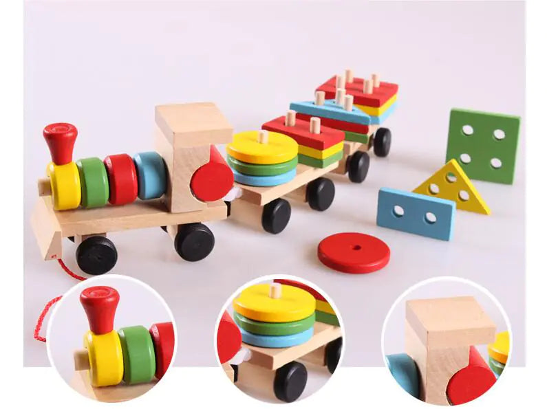 Wooden Pull-Along Train with Shape Matching Toys